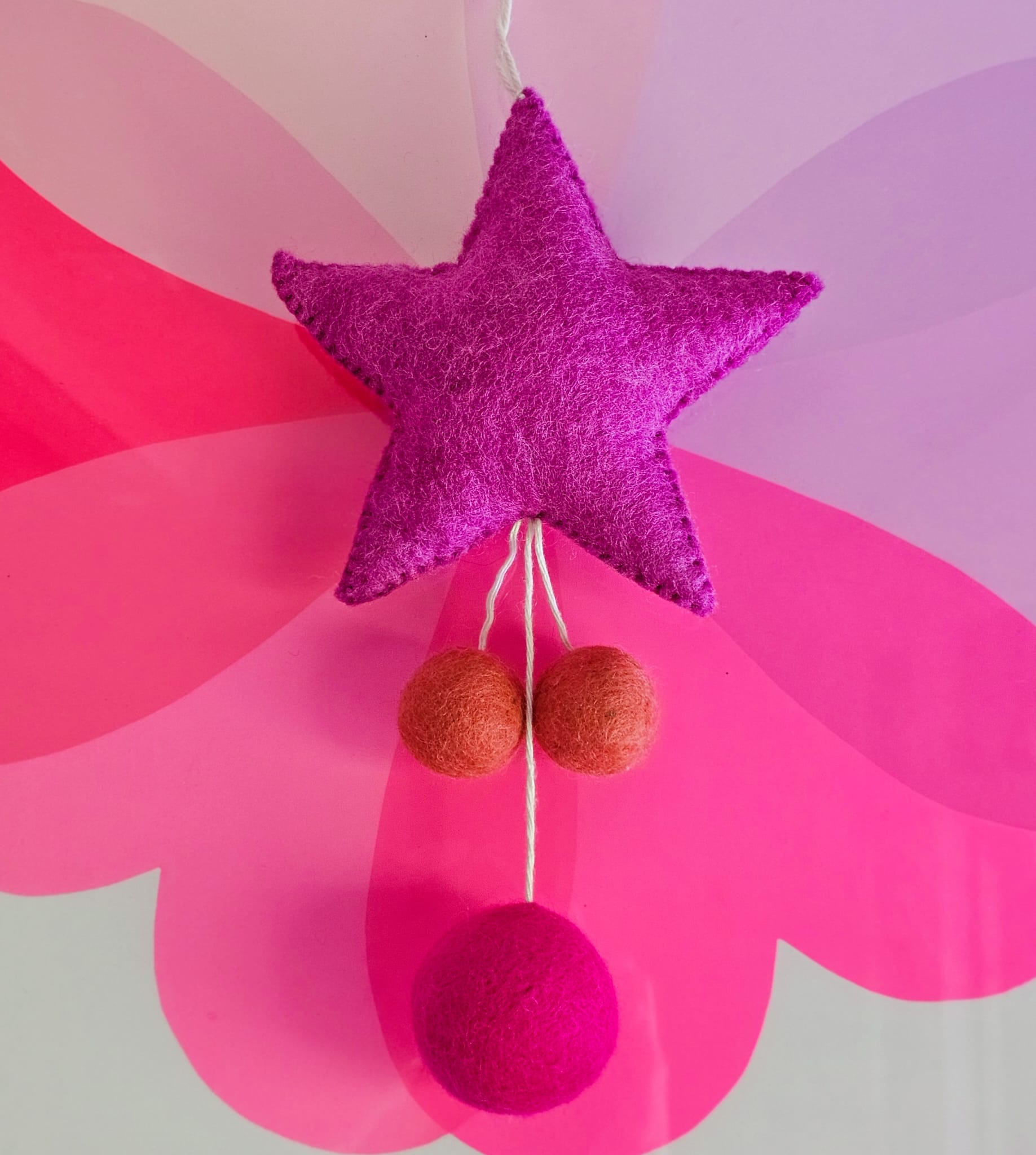 Fuchsia star with coral and hot pink balls-Fun-Little Fish Co.