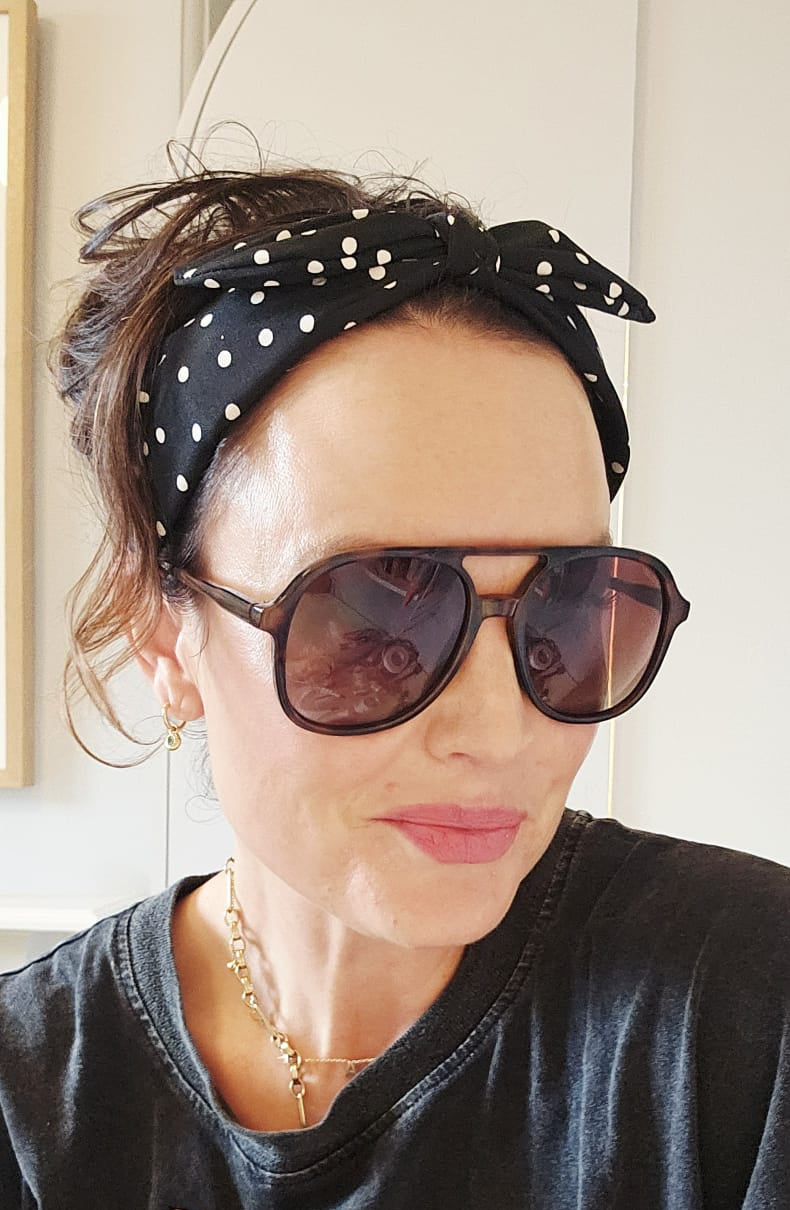 Polka dot headband with bow