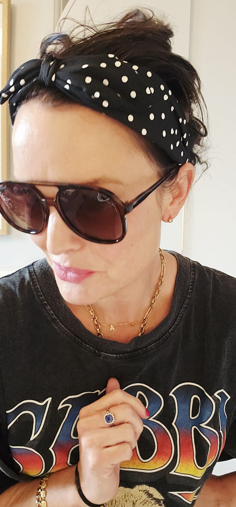 Polka dot headband with bow