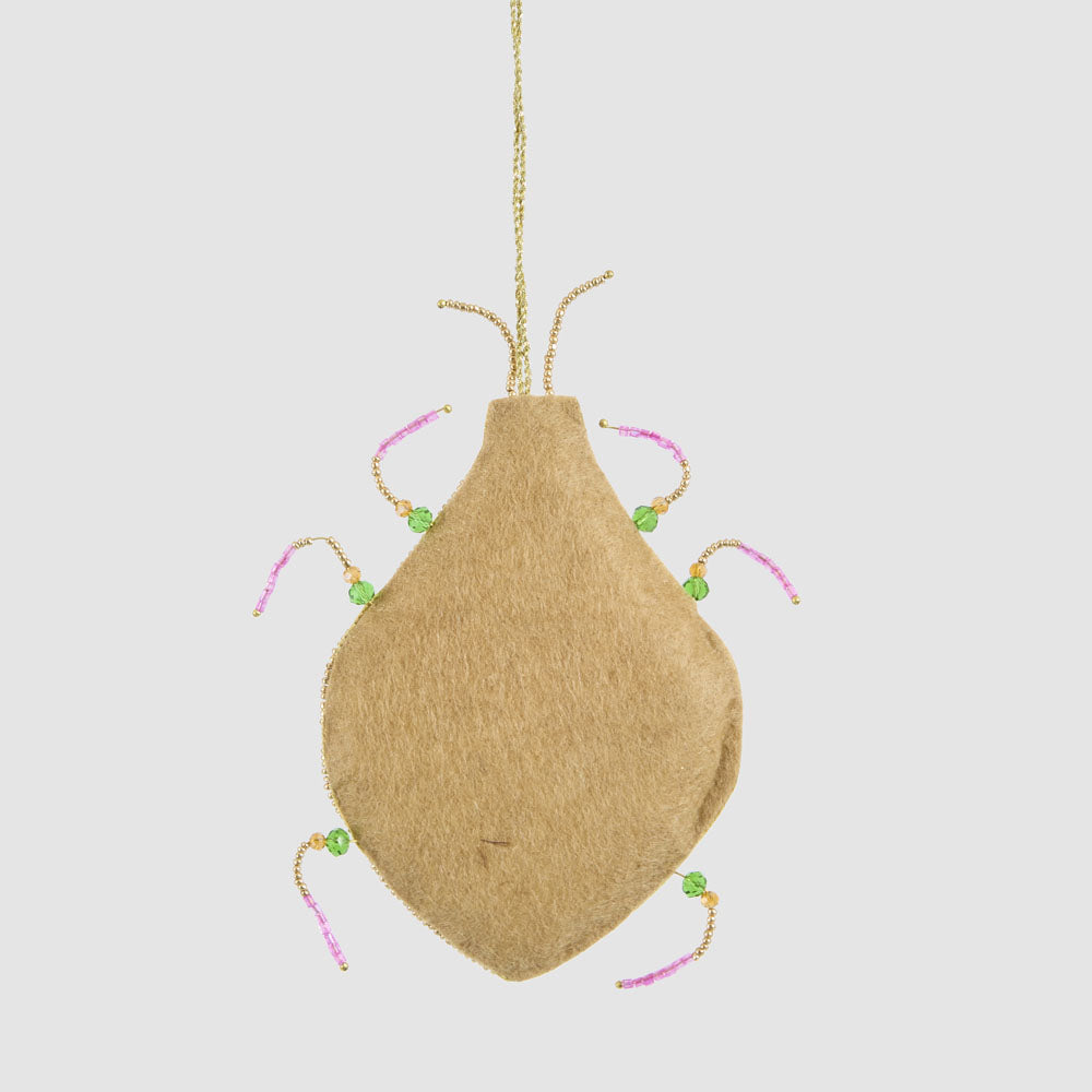 Maharajah Beaded Beetle Hanging tree decoration Pink / Green