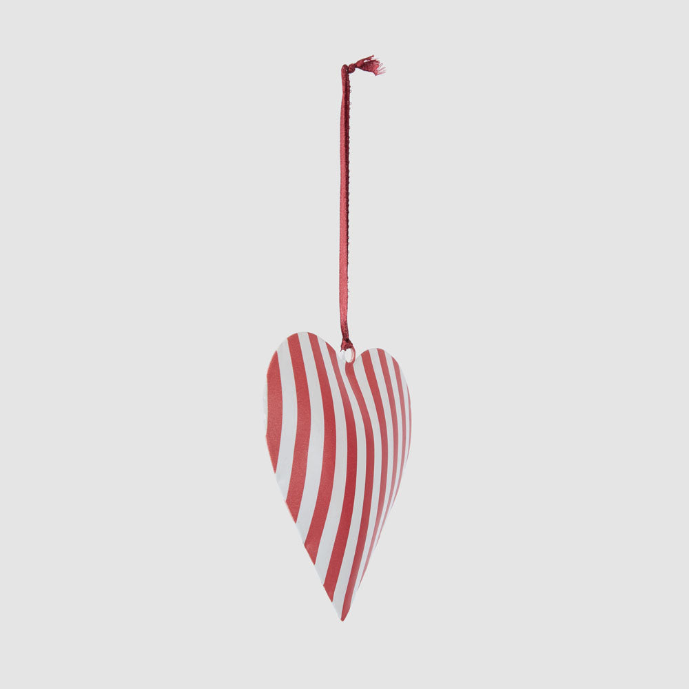 Candy Cane Hand Painted Heart Tree decoration