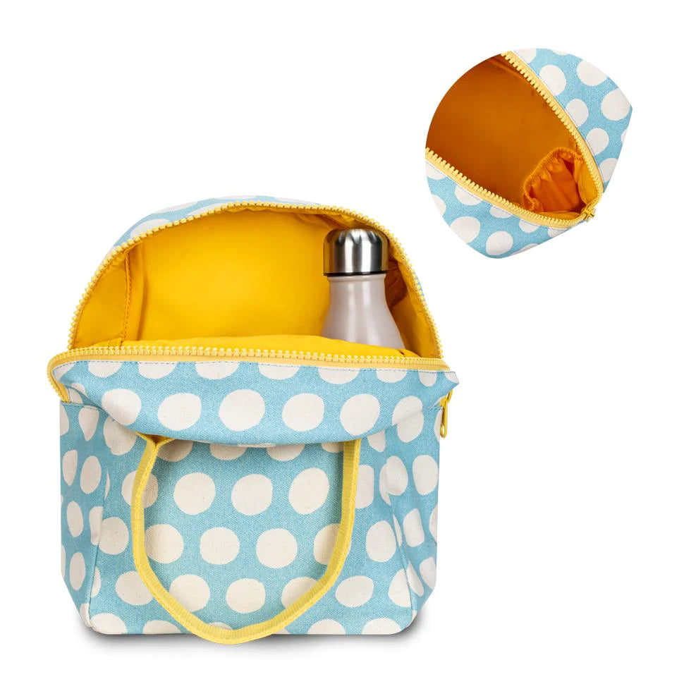 Fluf Zipper Lunch bag - Blue Polka dot-Little Fish Co.