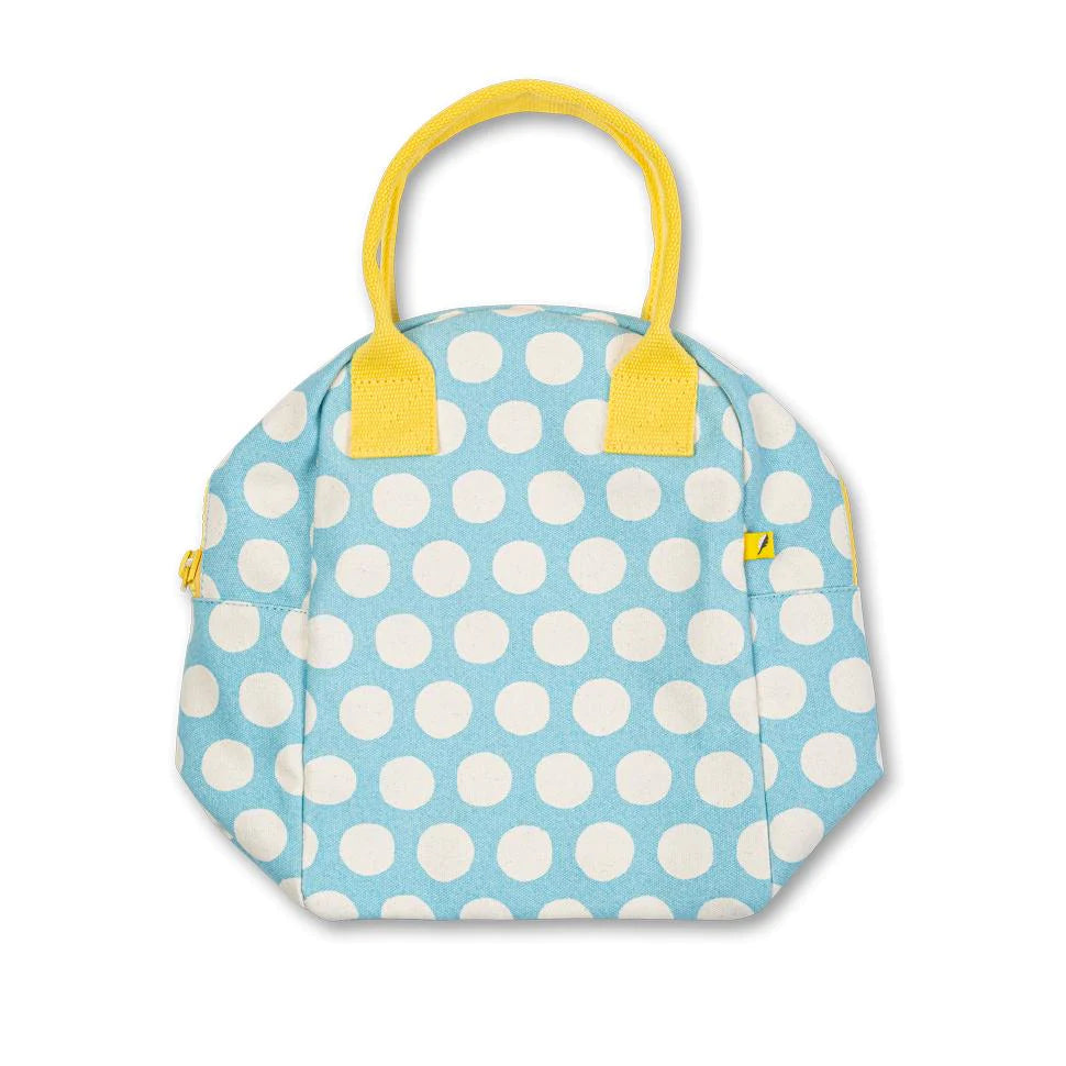 Fluf Zipper Lunch bag - Blue Polka dot-Little Fish Co.