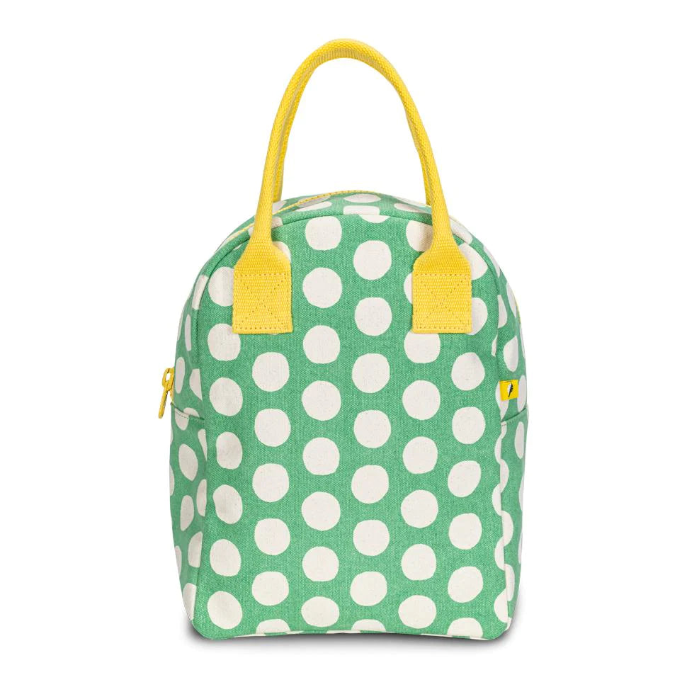 Fluf Zipper Lunch bag - Green Polka dot-Little Fish Co.