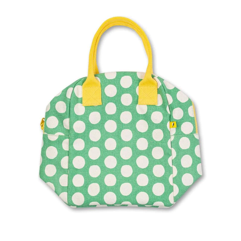 Fluf Zipper Lunch bag - Green Polka dot-Little Fish Co.