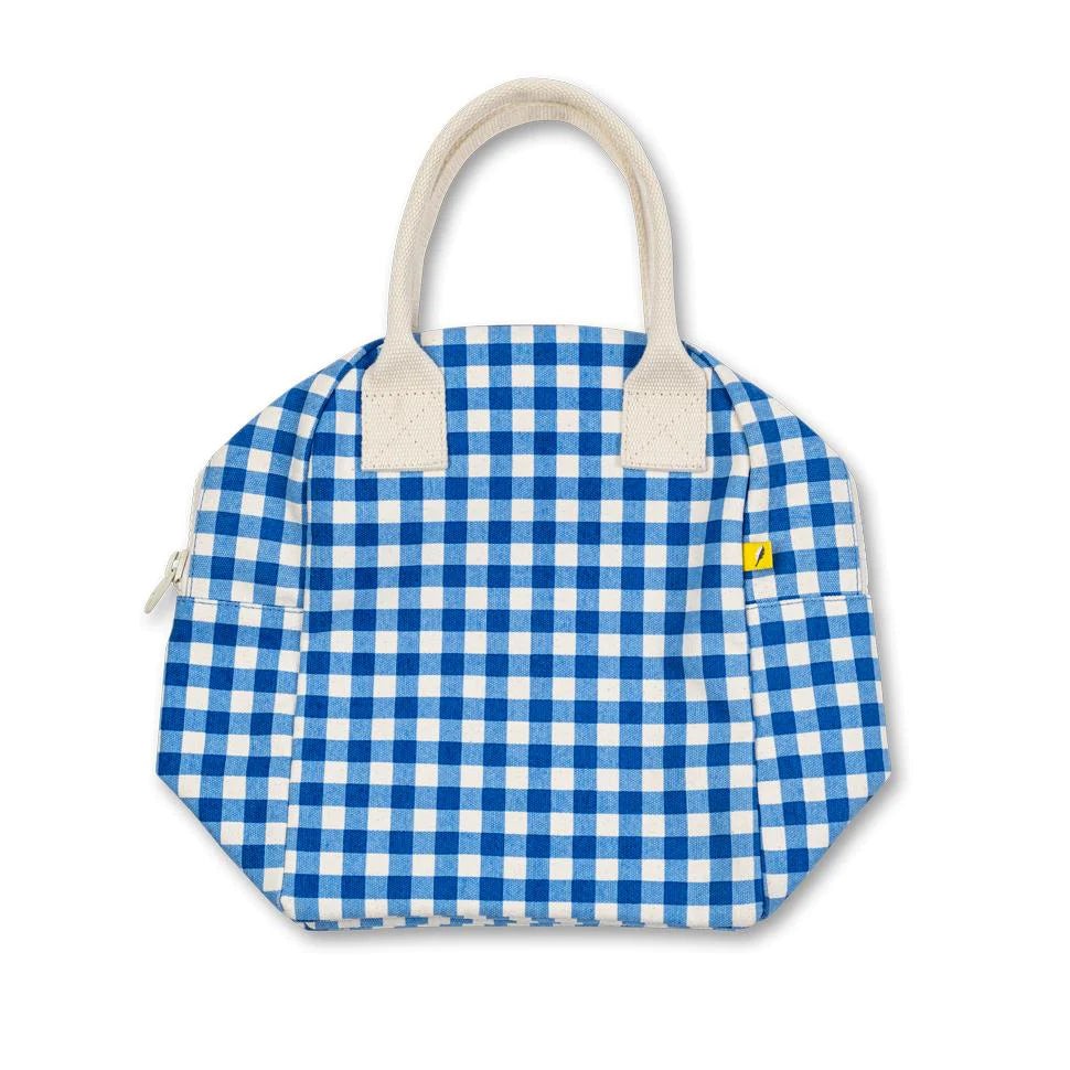 Fluf Zipper Lunch bag - Blue Gingham-Little Fish Co.