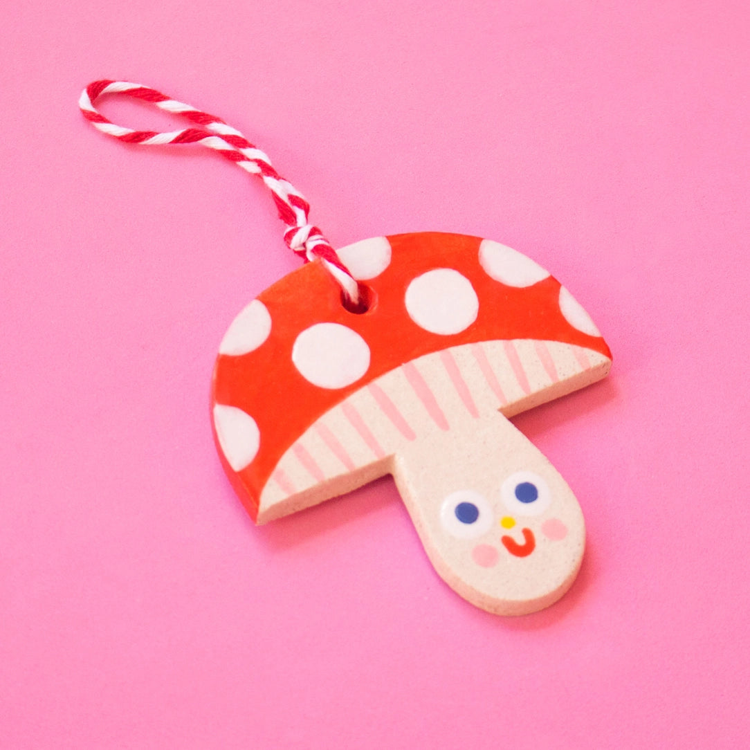 Mushroom Hanging Ceramic Ornament-Little Fish Co.