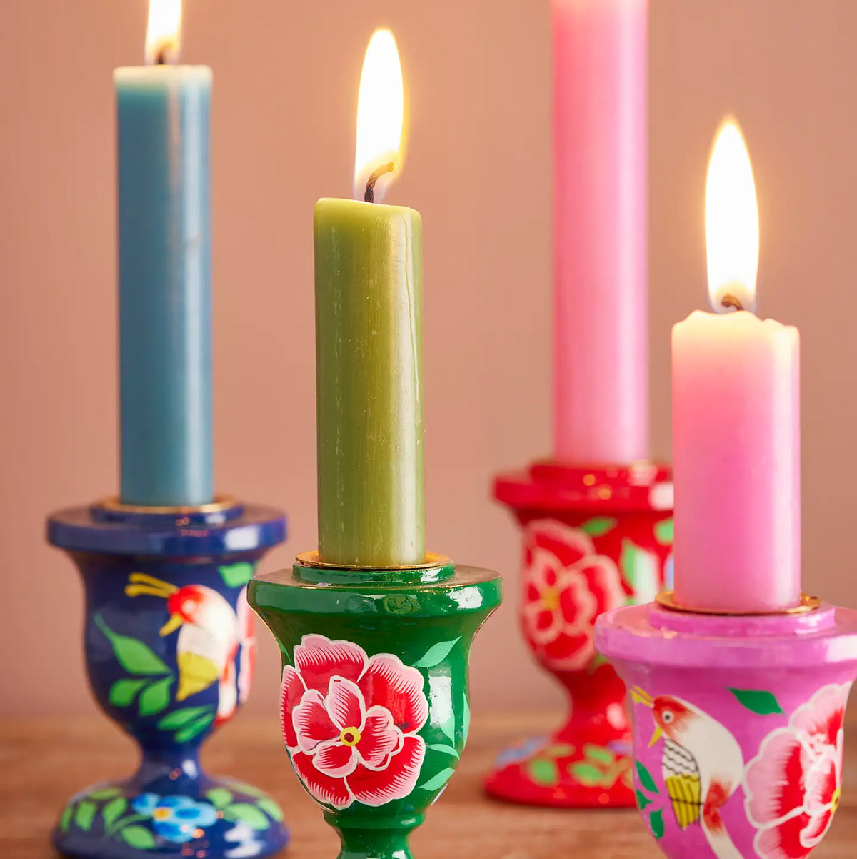 Floral Hand Painted candle holder small
