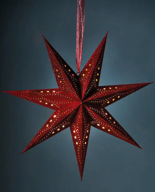 7 point star LED battery operated velvet star RED-Top 30 Christmas-Little Fish Co.