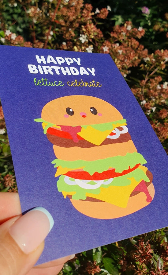 Happy Birthday Hamburger Postcard-New Arrivals 2025-Little Fish Co.