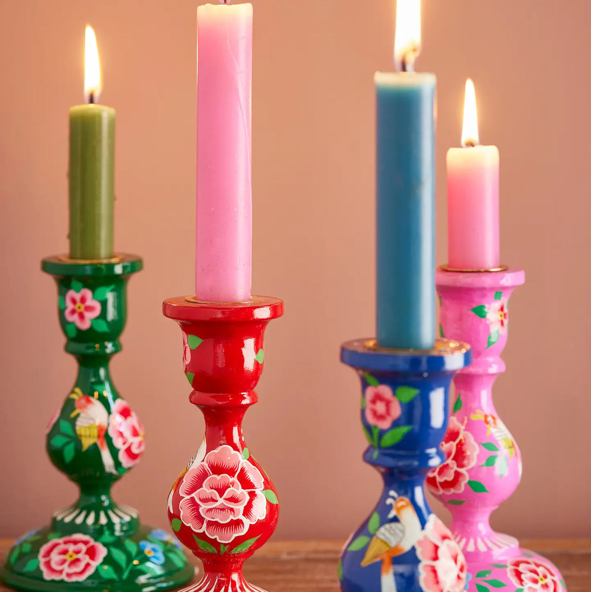 Large Floral Hand Painted candle holder