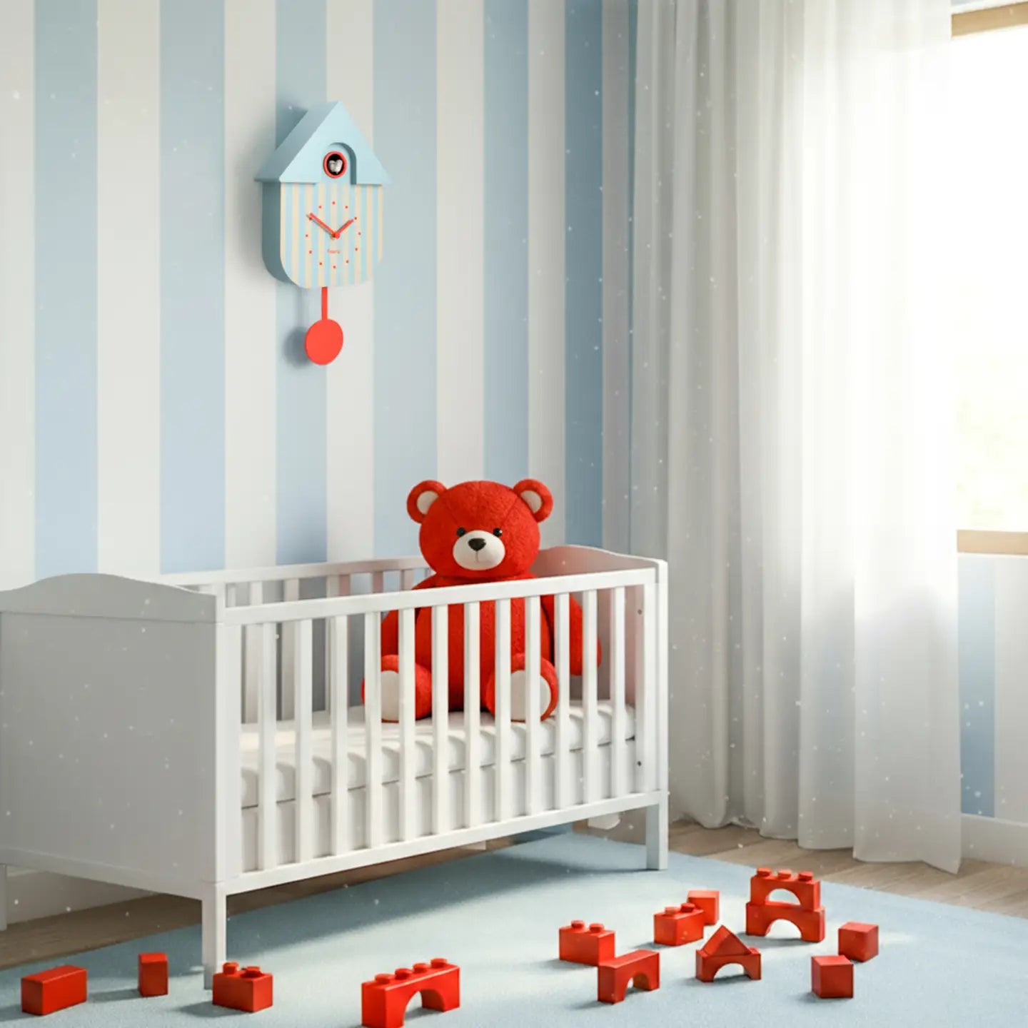 Cuckoo Clock Blue and Beige Stripe