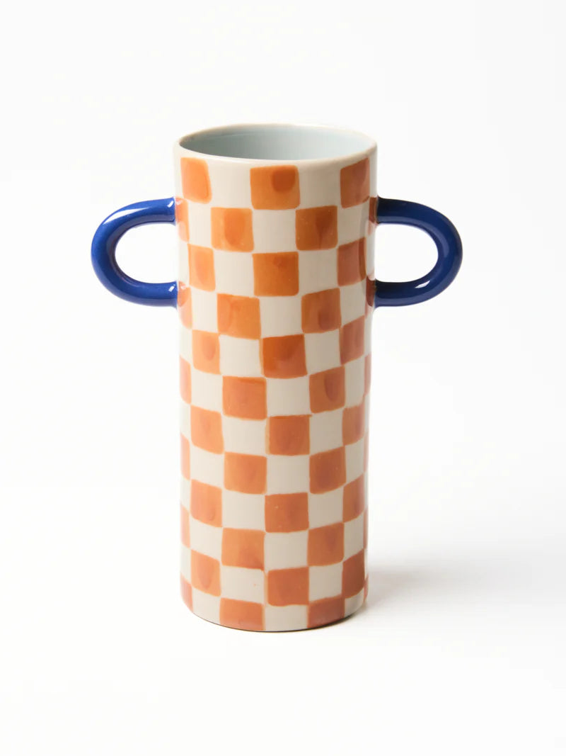 Griffe Check Tan Bud Vase-Little Fish Co.