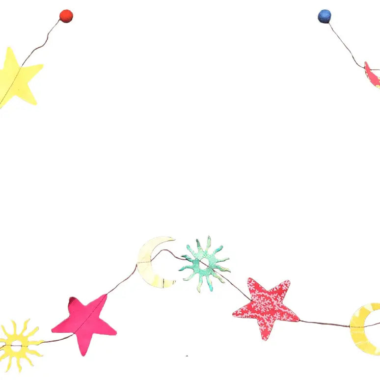 Mixed Paper star moon sun garland-Fun-Little Fish Co.