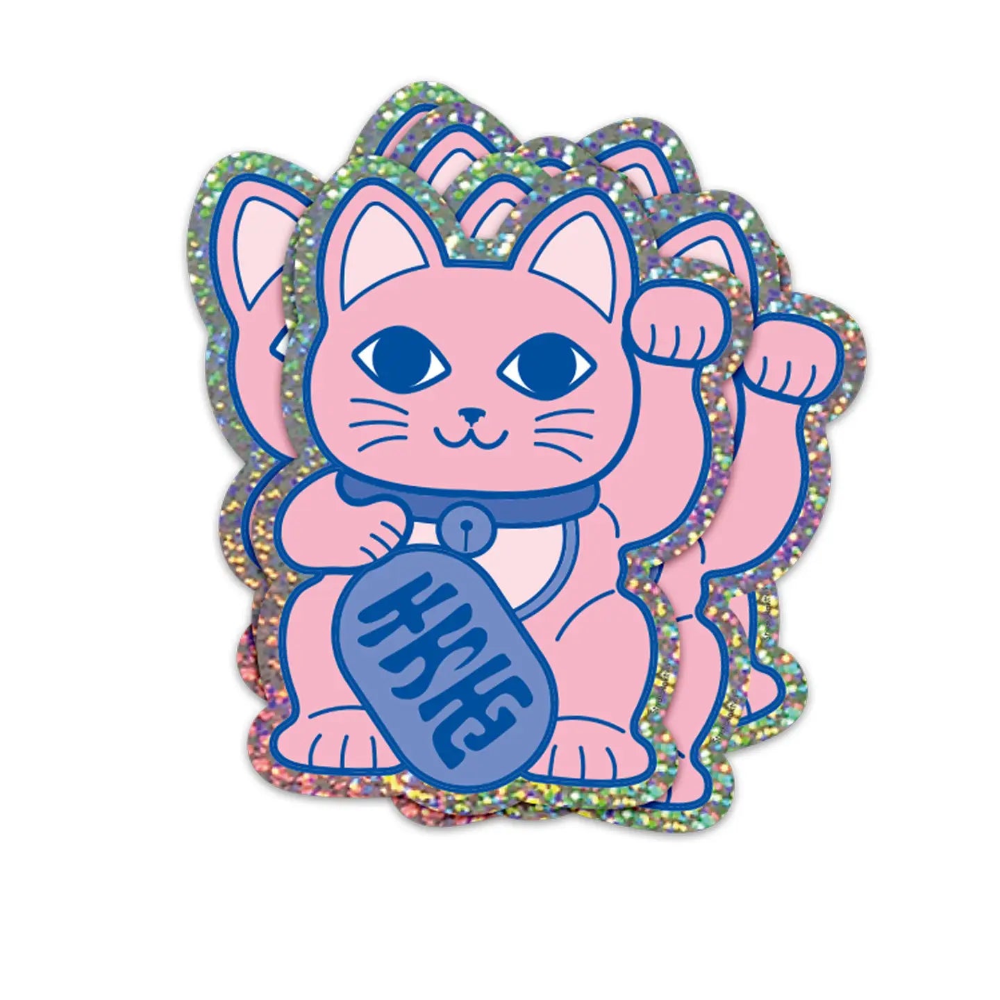 Glitter sticker - Maneki Neko cat-Top 30 Stationary-Little Fish Co.