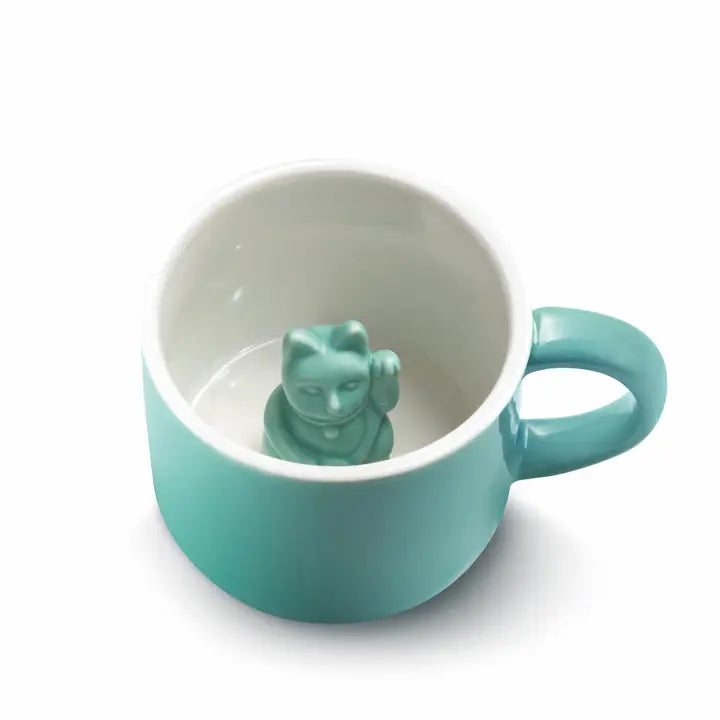 Lucky Cat Mug - Aqua-New Arrivals 2025-Little Fish Co.