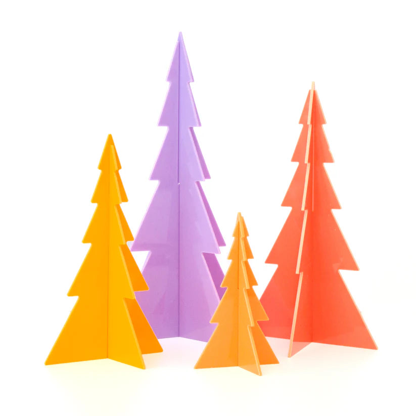 Coral/Lavender/Yellow Set Acrylic Christmas Trees Set of 4-Top 30 Christmas-Little Fish Co.