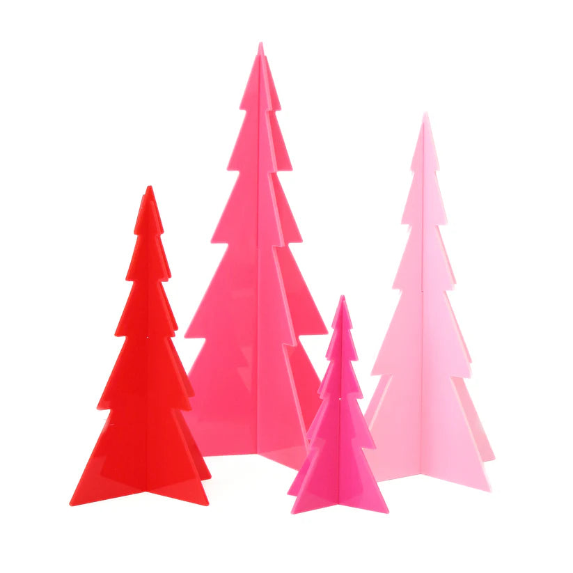 Pink and Red Set Acrylic Christmas Trees-Top 30 Christmas-Little Fish Co.
