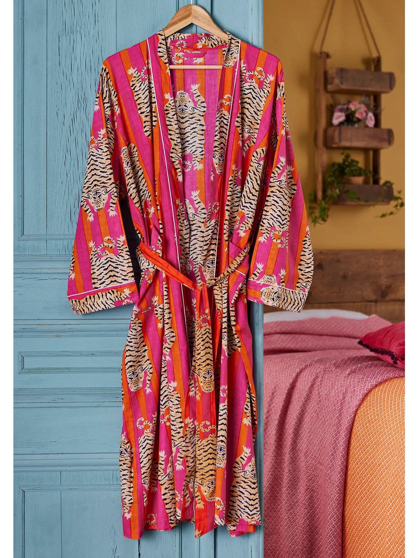 Tiger Stripe Gown Cotton Red / Orange
