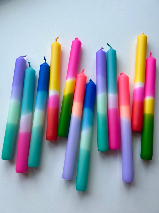 Brights Dip Dye Dinner Candles (Set of 6)-Top 30 Party-Little Fish Co.