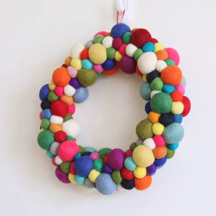 Rainbow Felt Zig Zag Christmas wreath-Little Fish Co.