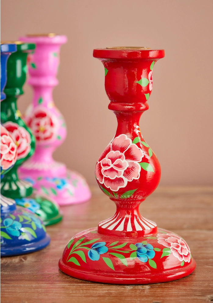 Large Floral Hand Painted candle holder