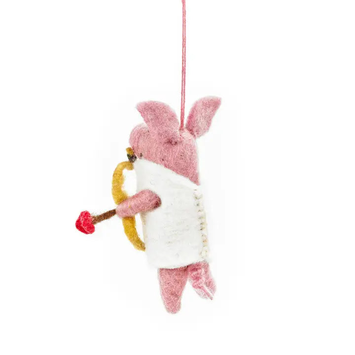 Handmade Felt Cupid Pig Hanging Valentines Decor-Top 30 Christmas-Little Fish Co.