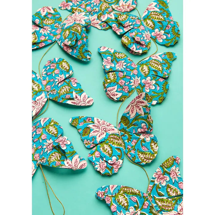 Block print handmade garland - Lilly butterfly-Little Fish Co.