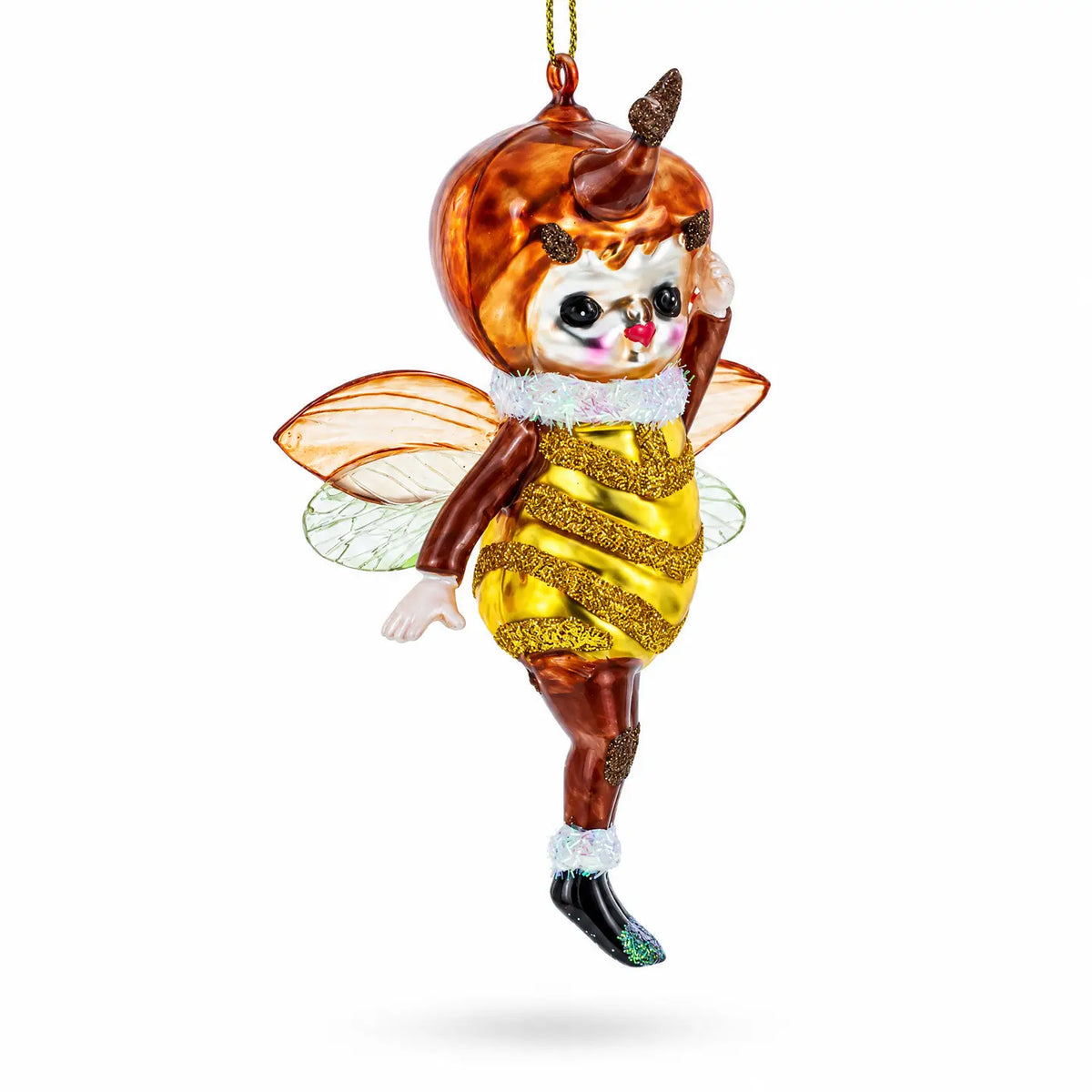 Little Bee glass ornament handcrafted