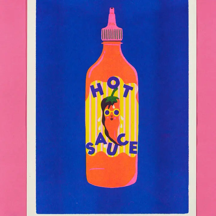 Blue Chilli Sauce Riso Print-Top 30 Art-Little Fish Co.