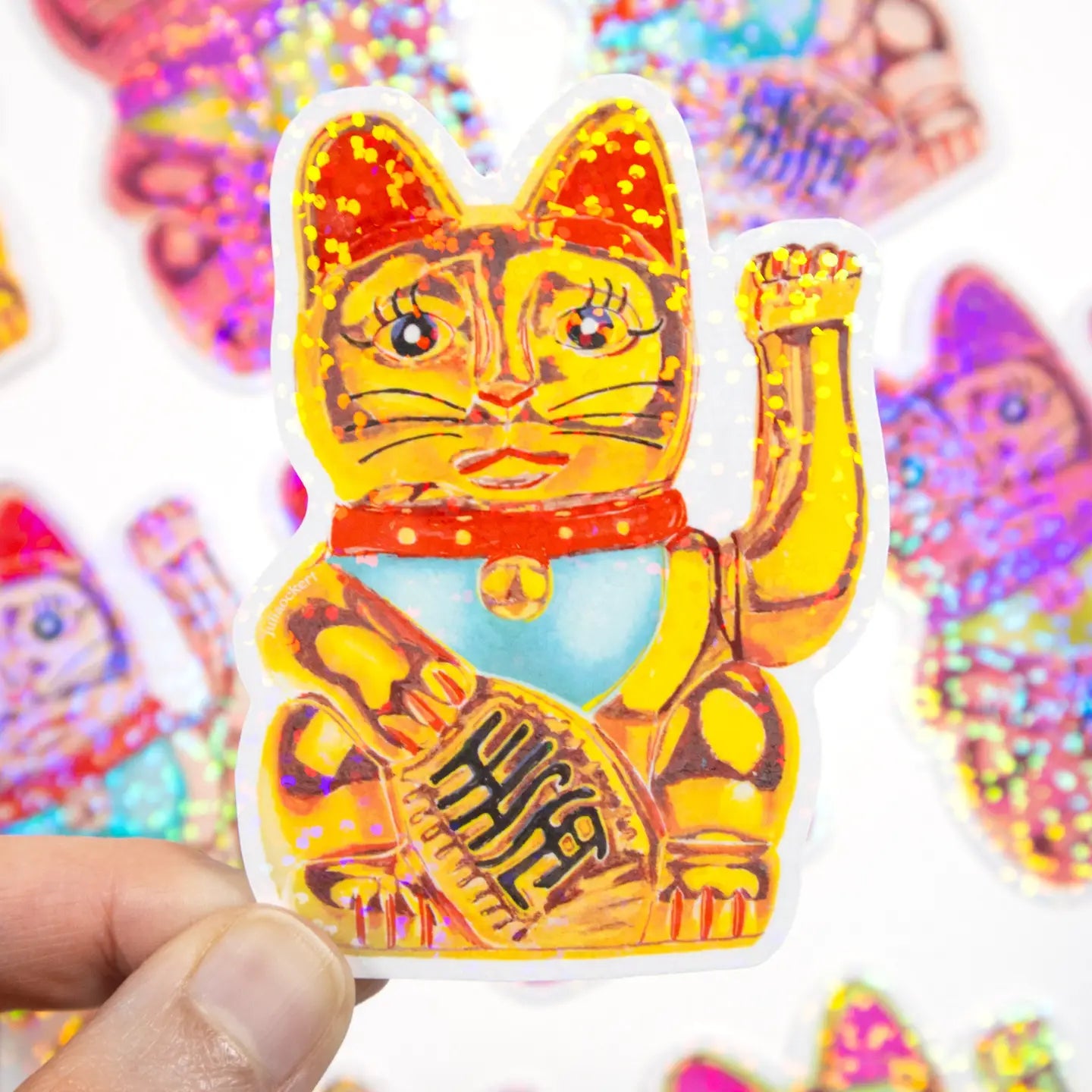 Maneki-Neko Glitter Sticker (Original)-Top 30 Stationary-Little Fish Co.