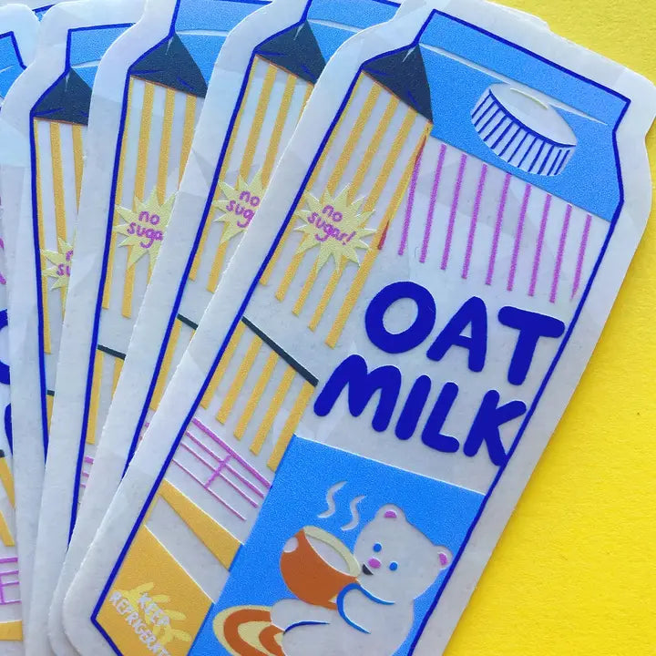 Oat Milk sun catcher sticker-Top 30 Stationary-Little Fish Co.