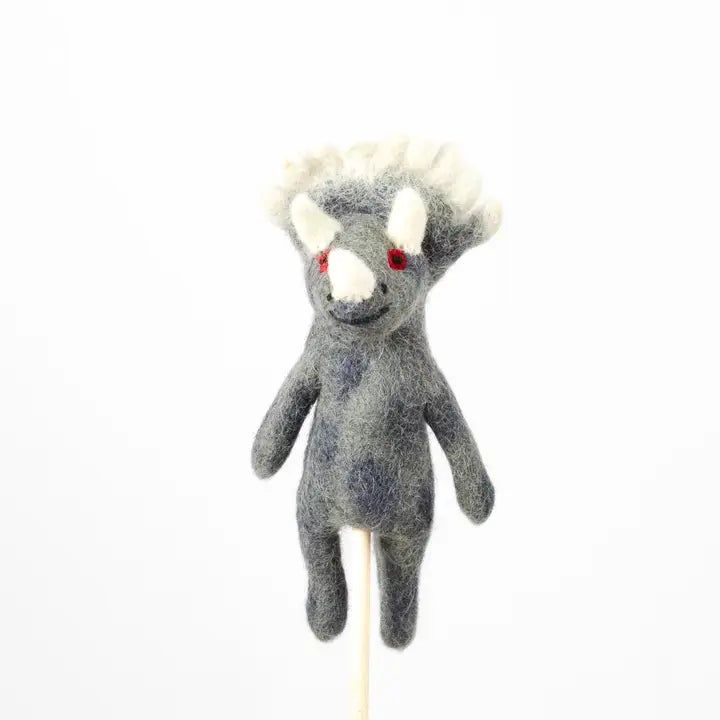 Felt Grey Dinosaur finger puppet-Little Fish Co.