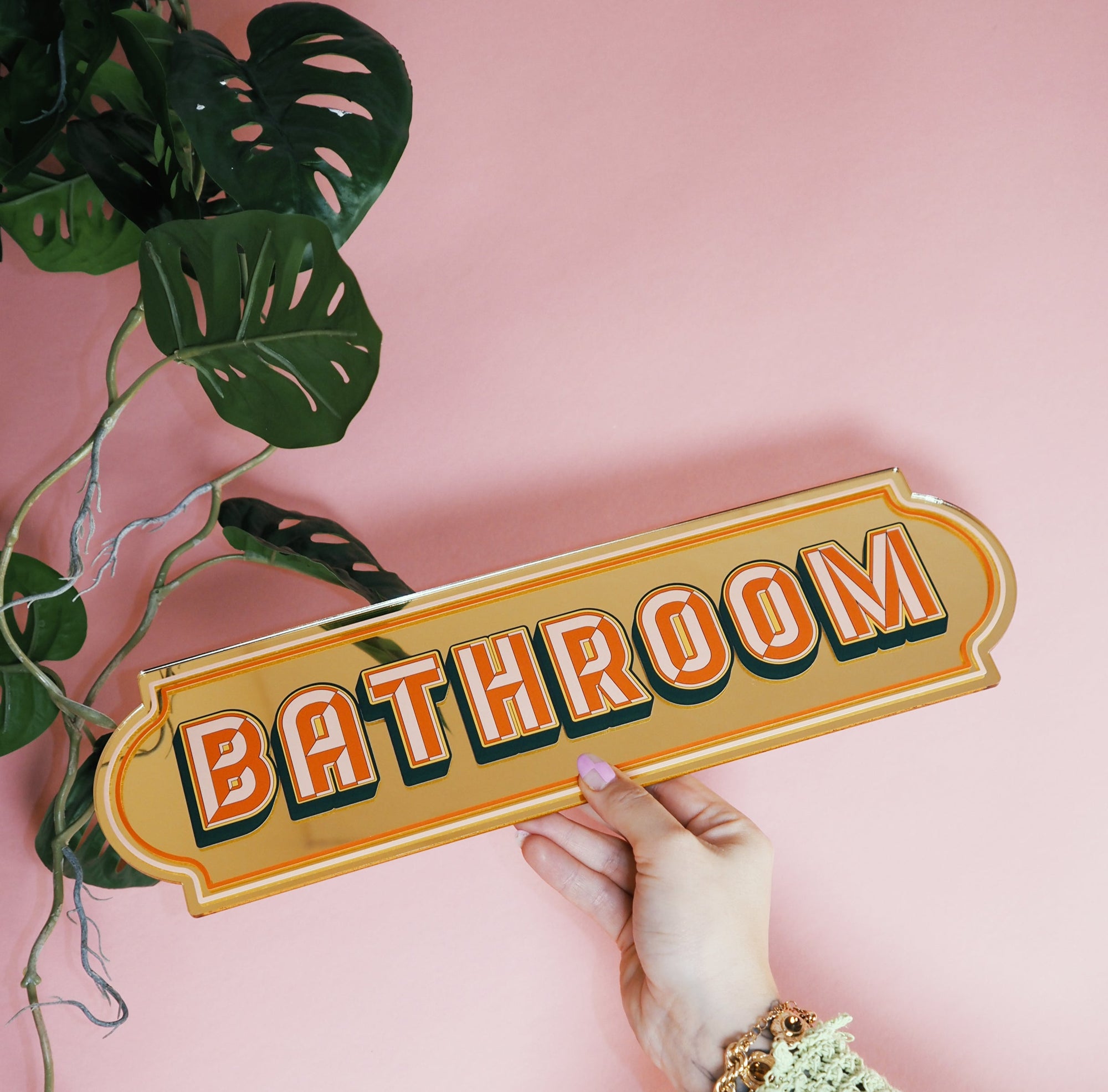 Bathroom- gold rectangle mirror-Little Fish Co.