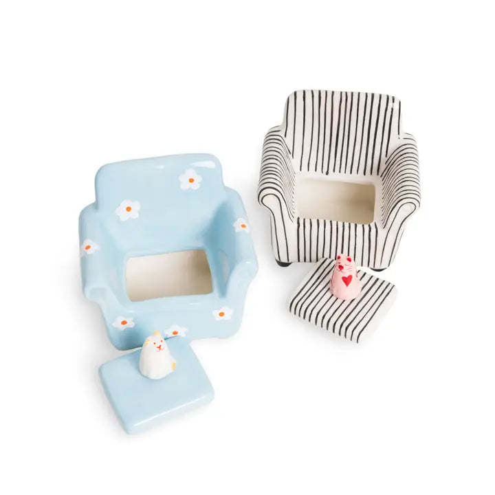 Stripe Cat Chair Jewelry Box