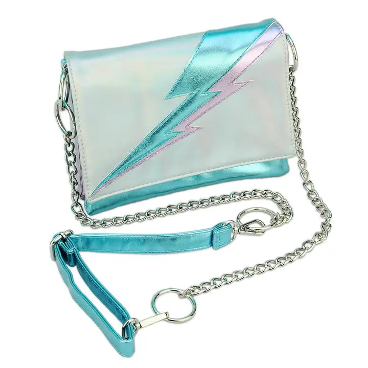 Convertible lightening bolt clutch in Iridescent cream-Top 30 Fashion-Little Fish Co.