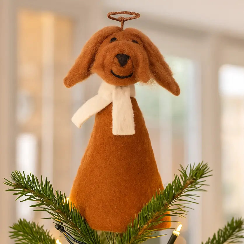 Handmade felt Dog Tree Topper