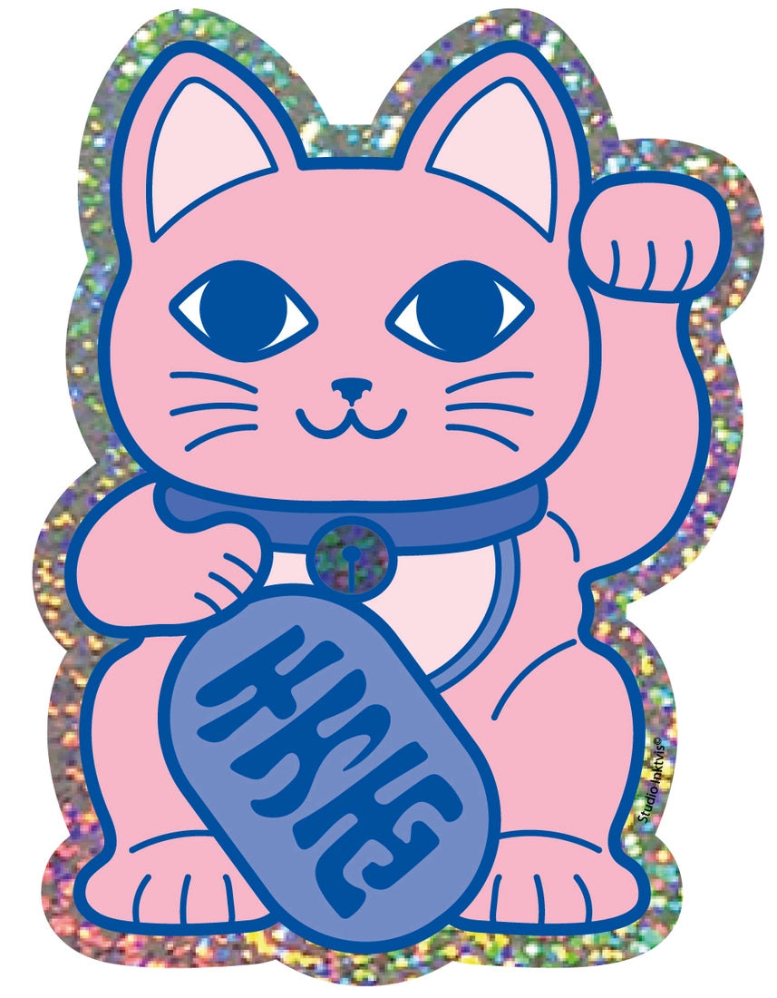 Glitter sticker - Maneki Neko cat-top 30 back to school-Little Fish Co.