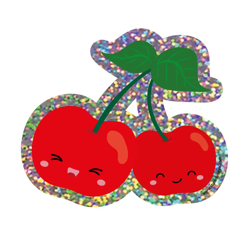 Glitter sticker - happy cherries-Top 30 Stationary-Little Fish Co.