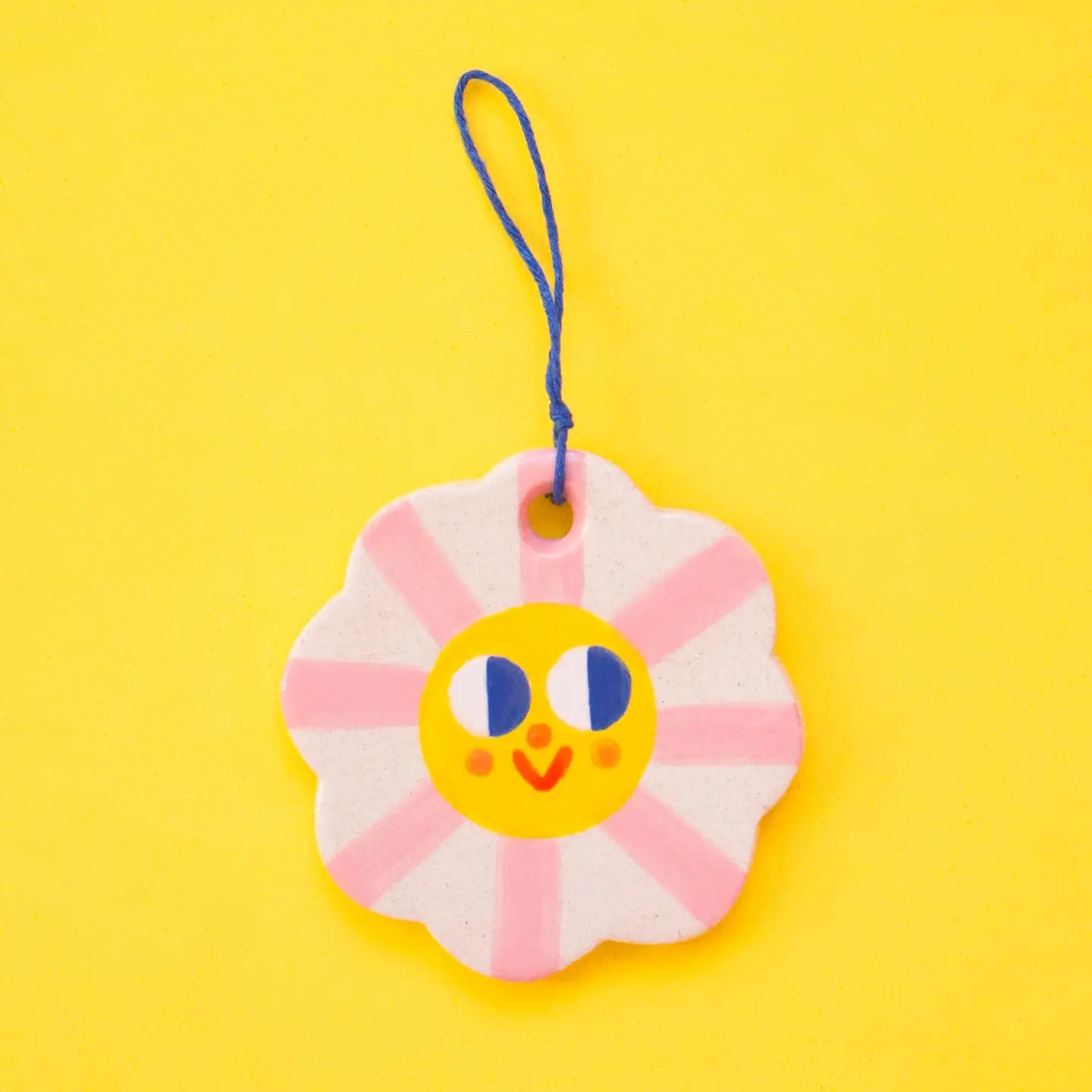 Pink Flower Hanging Ceramic Ornament-Little Fish Co.