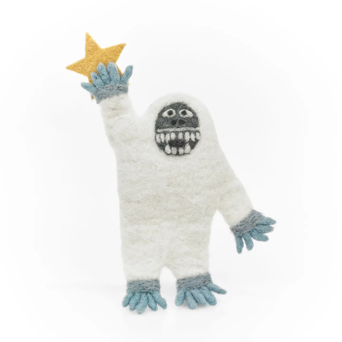 Handmade felt festive yeti tree topper
