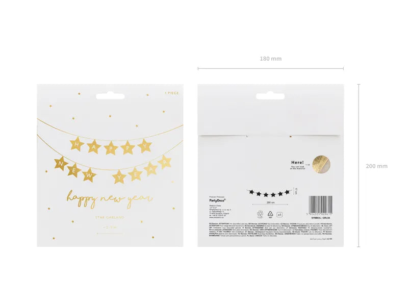 Happy New Year stars garland (290x17 cm)-Little Fish Co.