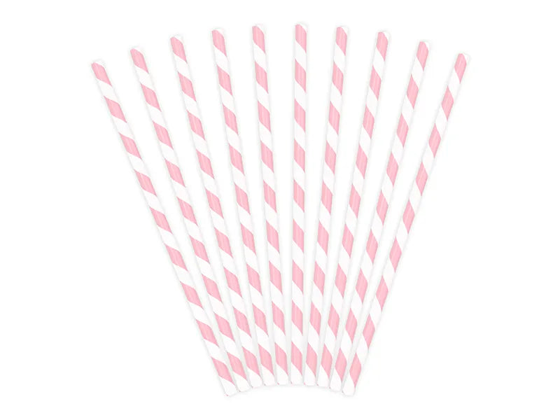 Pink stipe paper straws (10 pc)-Little Fish Co.