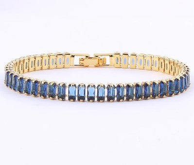 Blue baguette tennis bracelet-Little Fish Co.