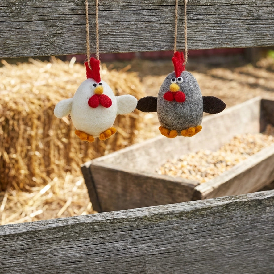 Fair Trade Handmade Albert Eggstine Hanging rooster - brown-Little Fish Co.