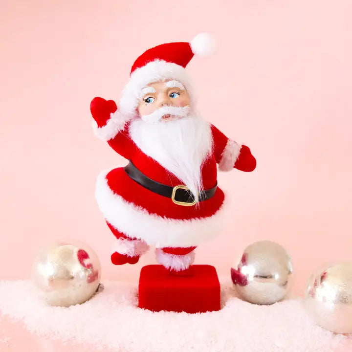 Retro Flocked Dancing Santa - Red-Top 30 Christmas-Little Fish Co.