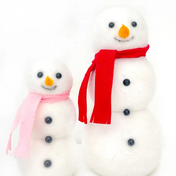 Flocked Snowman Decorations 12” -Red-Little Fish Co.