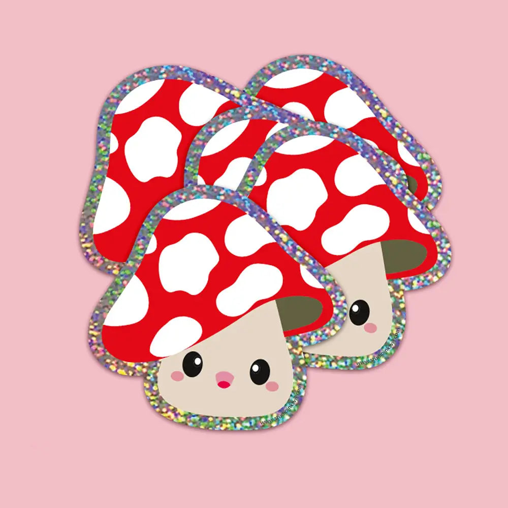 Glitter sticker - Red Mushroom-Fashion-Little Fish Co.