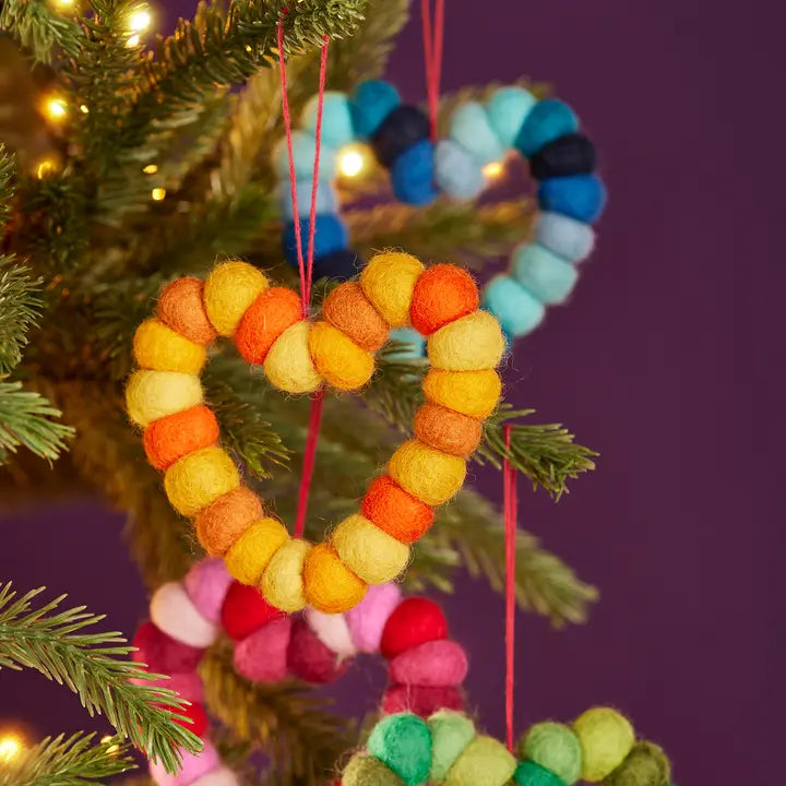 Set of 4 Pom Pom Hearts-Top 30 Christmas-Little Fish Co.