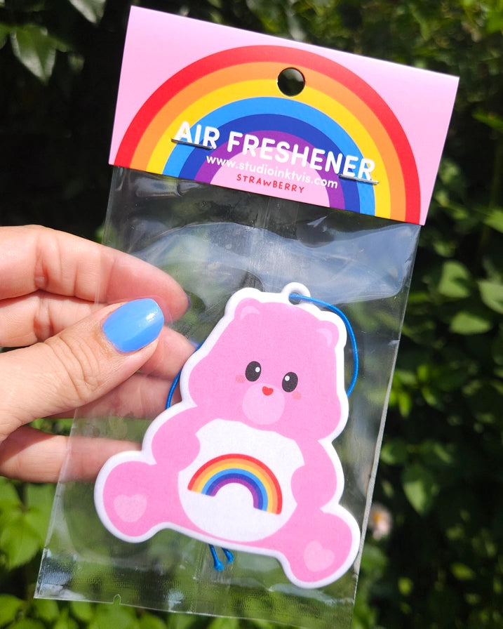 Pink Care Bear Air Freshener – Strawberry Scent-New Arrivals 2025-Little Fish Co.